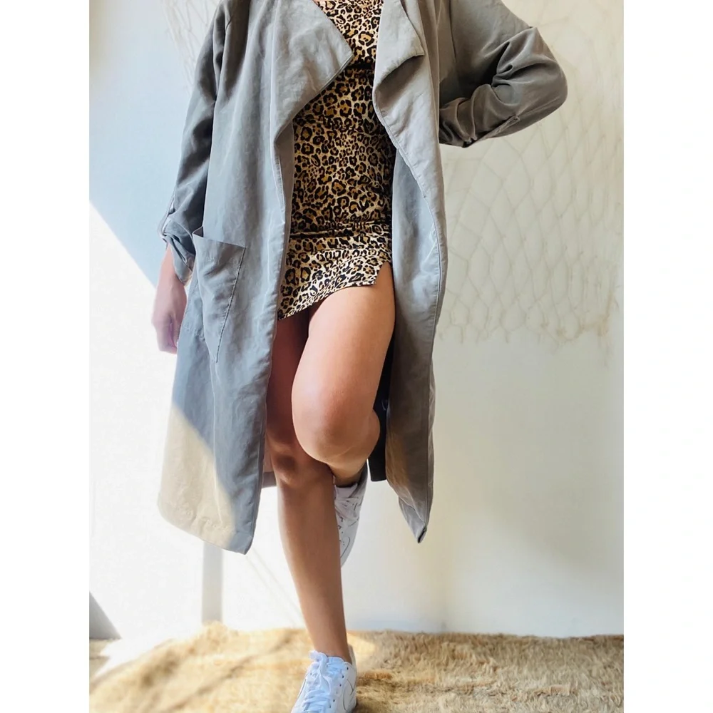 Color Thread Olive Long Lapel Jacket - Picture 8 of 10